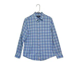 Vineyard Vines Mens Shirt Size M Blue Pink Plaid‎ Slim Fit Murray Whale Preppy